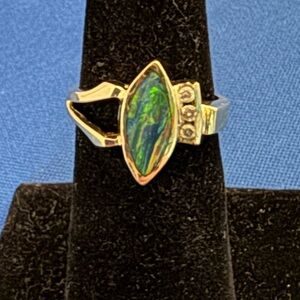 Beautiful ladies 14K Fire Opal/Diamond ring.